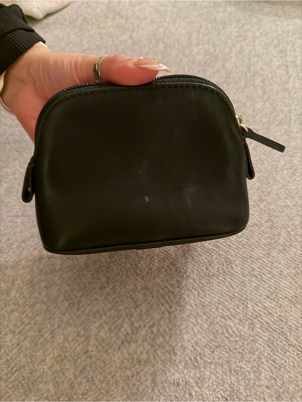 Vintage Coach Black Leather Zip Closure Coin Purse/Travel Pouch/Cosmetic Bag - Picture 6 of 9